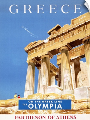 Greece, Greek Parthenon, Vintage Poster