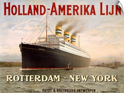 Holland Amerika Line, Rotterdam to New York, Vintage Poster
