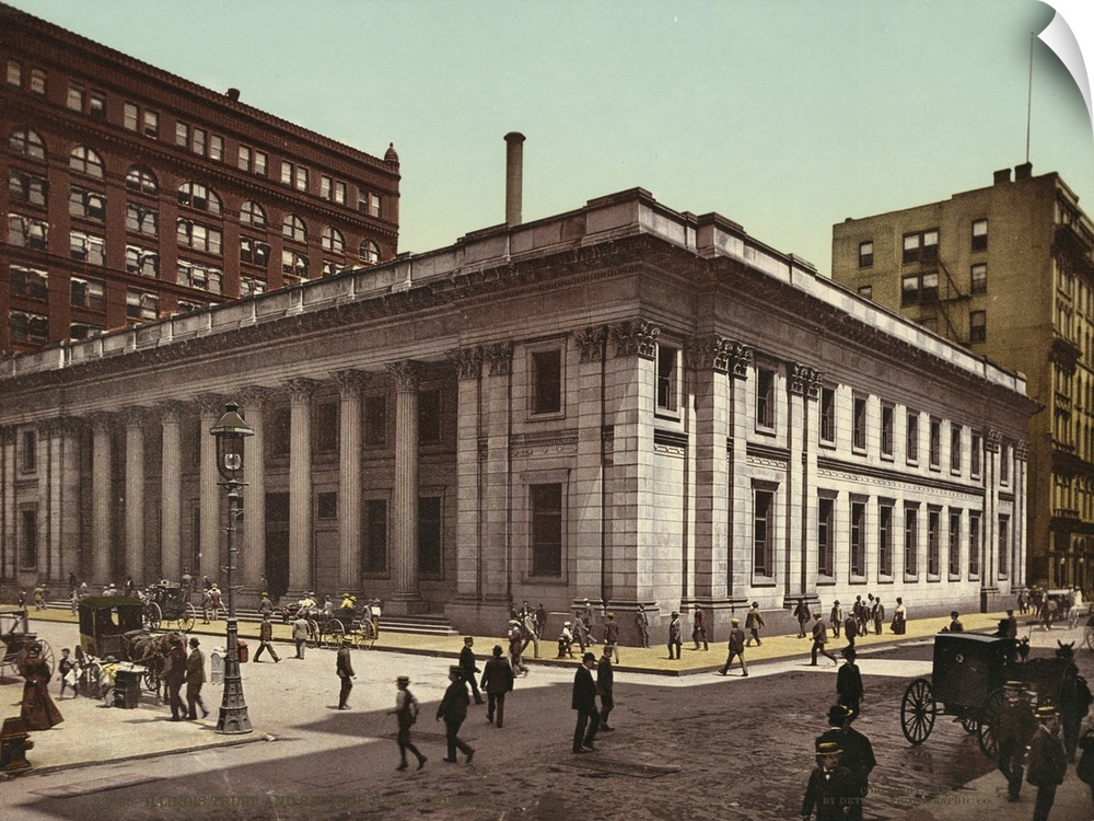 Hand colored photograph of Illinois trust and savings bank, Chicago.
