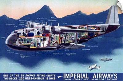 Imperial Airways, Flying Boat, Vintage Poster