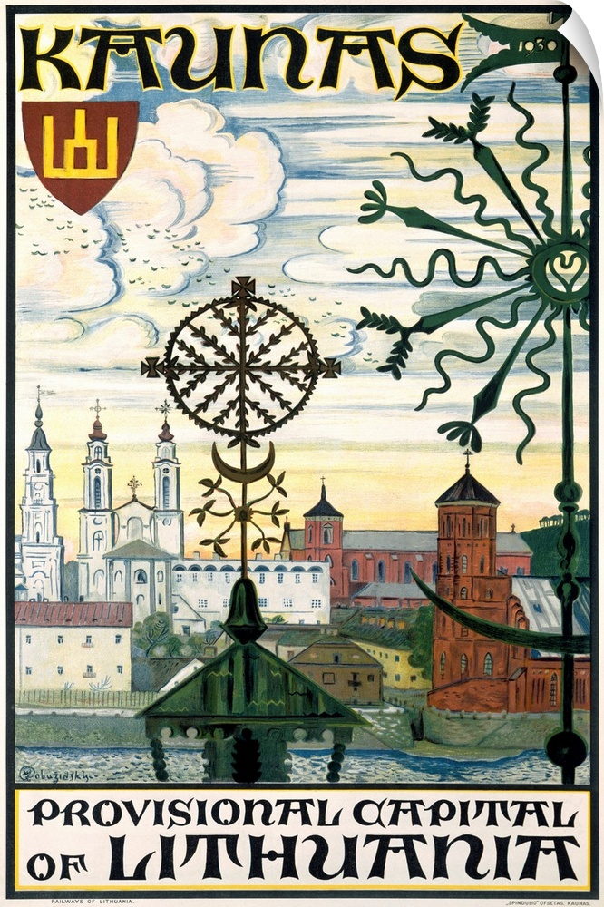 Kaunas, Lithuania, Vintage Poster
