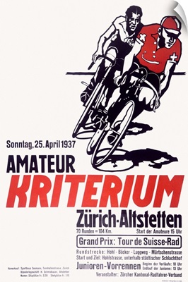 Kriterium Bicycle Race, 1937, Vintage Poster