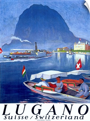 Lake Lugano, Switzerland, Vintage Poster, by Otto Baumberger