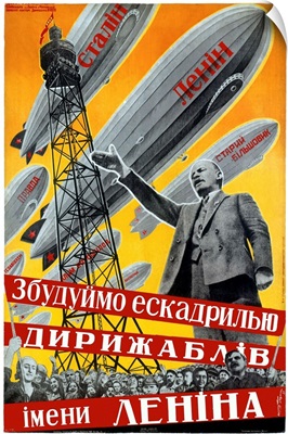 Lenin with Dirigibles, Vintage Poster