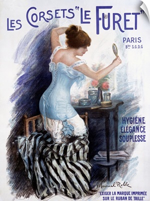 Les Corsets Le Furet, Vintage Poster, by Manuel Robbe