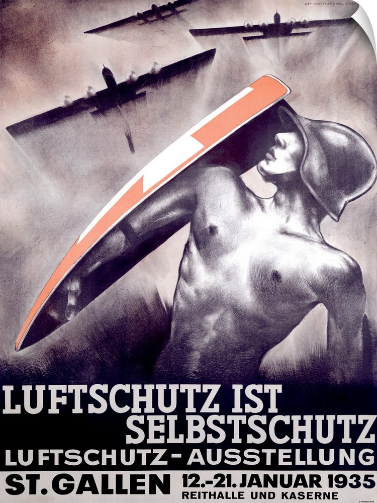 Luftschutz ist Selbstschutz, St. Gallen, Vintage Poster, by Otto Baumberger