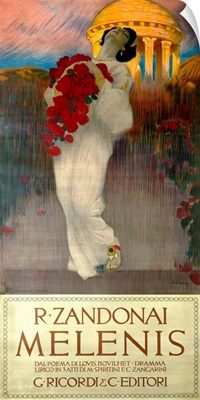 Melenis, R. Zandonai, Woman with Roses, Vintage Poster
