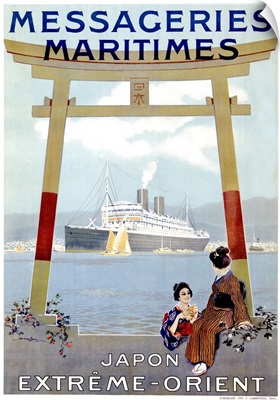 Messageries Maritimes, Japan, Vintage Poster, by Sandy Hook