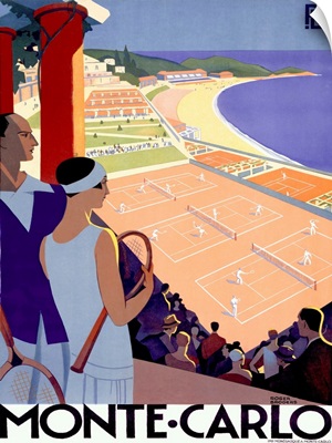 Monte Carlo Riviera Tennis Resort Vintage Advertising Poster