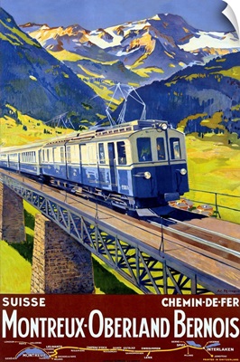 Montreaux Oberland Bernois, Suisse, Vintage Poster, by Elzingre