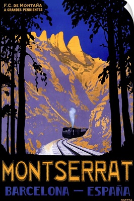 Montserrat, Barcelona Spain, Vintage Poster