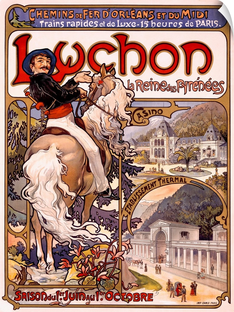 French Vintage Poster, Luchon Casino Spa