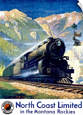 North Coast Limited Railroad, the Montana Rockies, Vintage Poster, by Krollmann