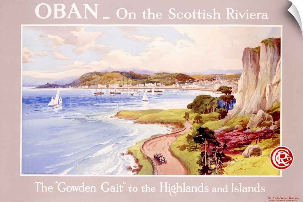 OBAN, On the Scottish Riviera, Caledonian Railway, Vintage Poster