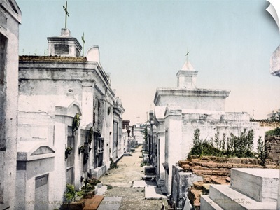 Old Vaults in St. Louis Cemetary New Orleans Louisiana Vintage Photograph