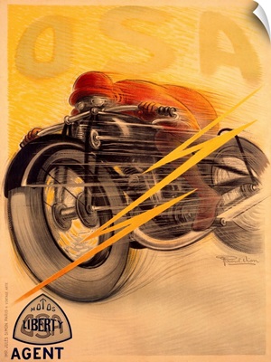 OSA Liberty Motorcycle Vintage Advertising Poster