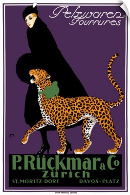 P. Ruckmar and Co., Zurich, 1910, Vintage Poster, by Ernest Montaut