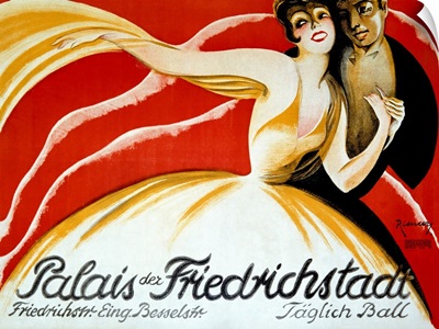 Palais der Friederichstadt, Taglich Ball, Vintage Poster, by Riemer