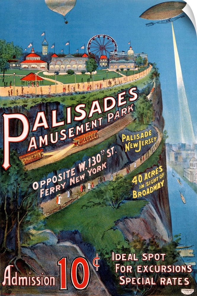 Palisades Amusement Park Vintage Advertising Poster
