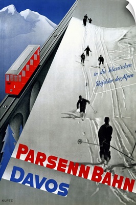 Parsenn Bahn, Davos, Vintage Poster, by Kurtz