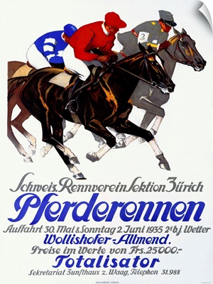 Pferderennen, Totalisator, Vintage Poster, by Iwan E. Hugentobler