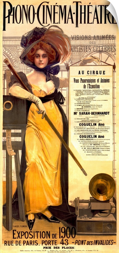 Phone Cinema Theatre, Exposition de 1900, Vintage Poster, by Francoise Flameng
