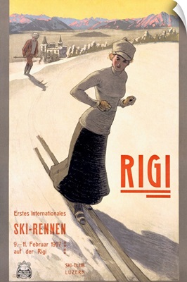 Rigi Ski Rennen, 1907, Vintage Poster