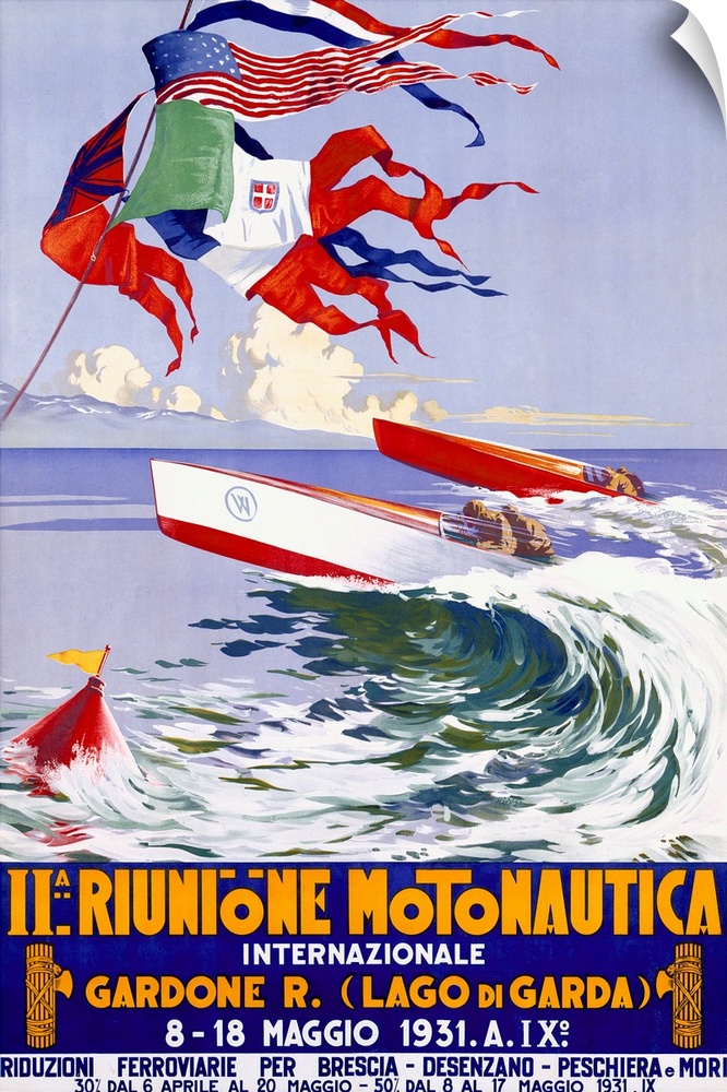 Riunione Montonautica International Boat Race, Vintage Poster