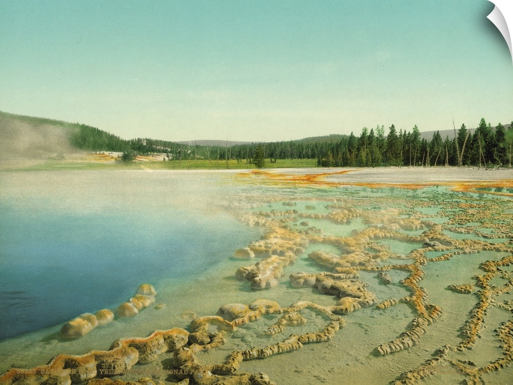 Hand colored photograph of sapphire pool, Yellowstone national park.