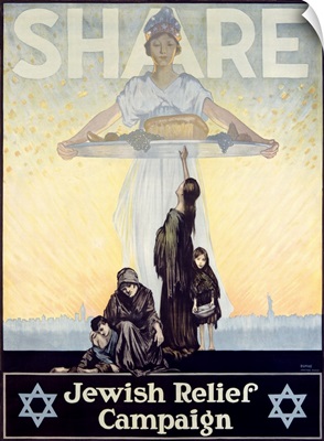 Share, Jewish Relief Campaign, 1917, Vintage Poster
