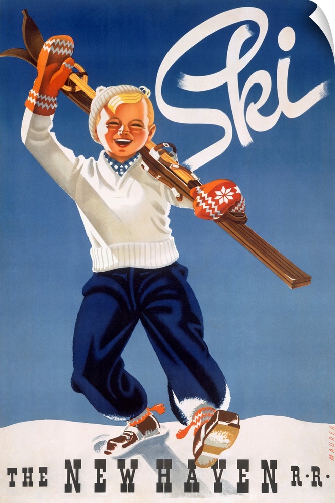 Ski, the New Haven Rail Road, Vintage Poster