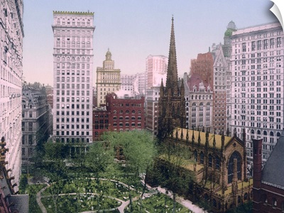 Sky Scrapers Overshadowing Trinity Church New York
