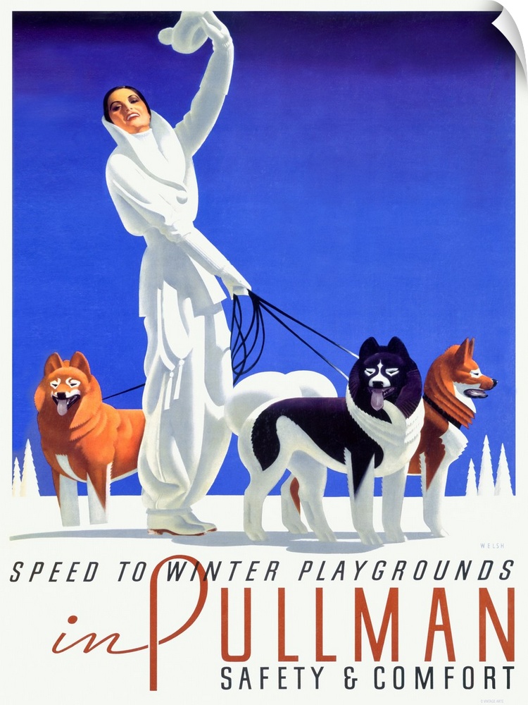 Speed to Winter Playgrounds, Pullman, Vintage Poster