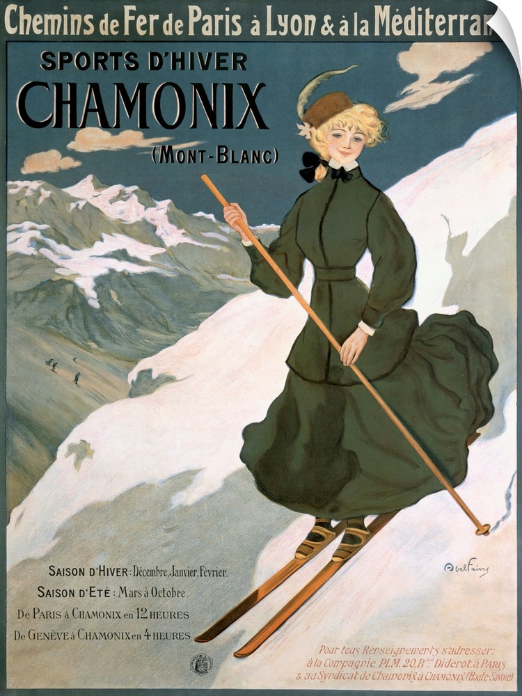 Sports dHiver Chamonix, Mont Blanc, Vintage Poster, by Abel Faivre