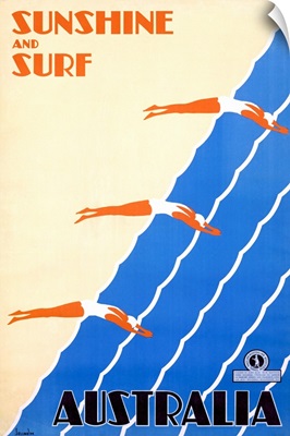 Sunshine and Surf, Australia, Vintage Poster, by Sellheim