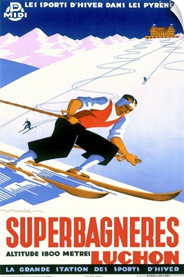 Superbagneres, Skier, Vintage Poster, by Gaston Gorde