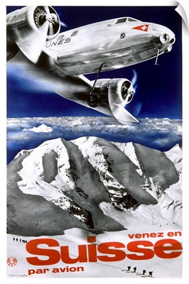 Swiss Airways, Venez en Suisse, Vintage Poster