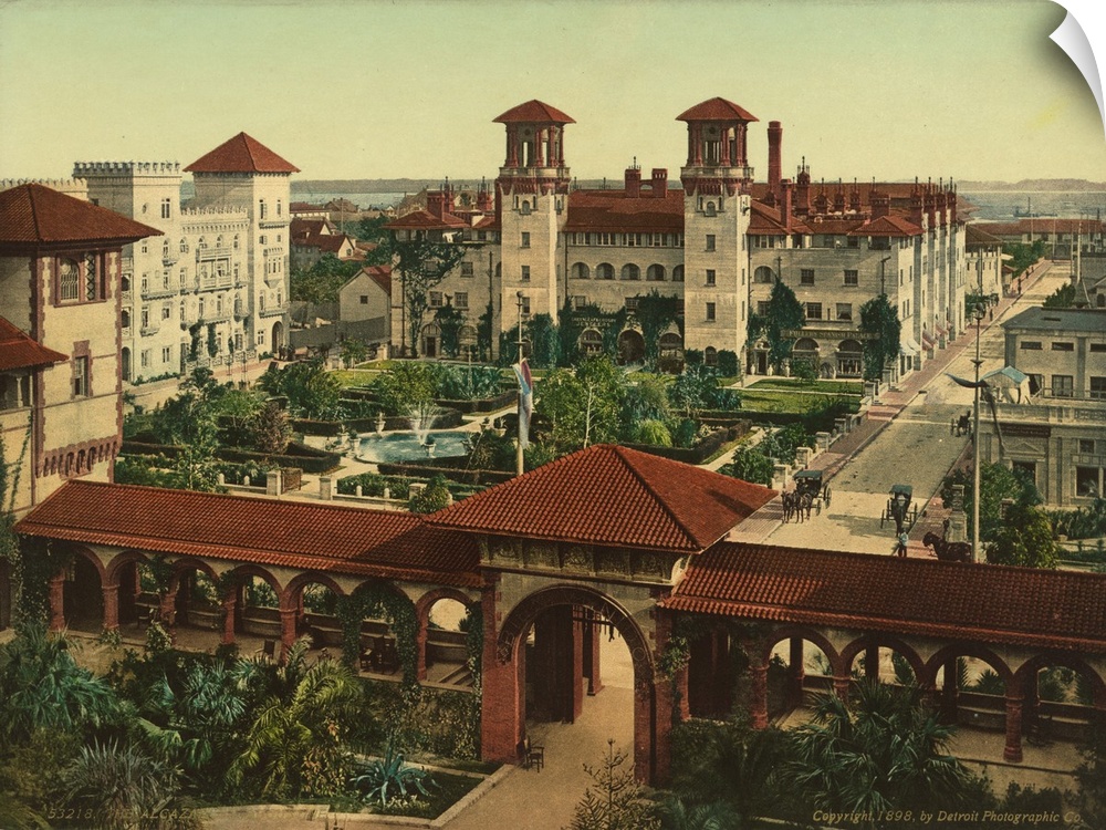 Hand colored photograph of the alcazar, St. Augustine.