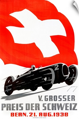 V. Grosser Preis def Schweiz, 1938, Vintage Poster, by Bieberg