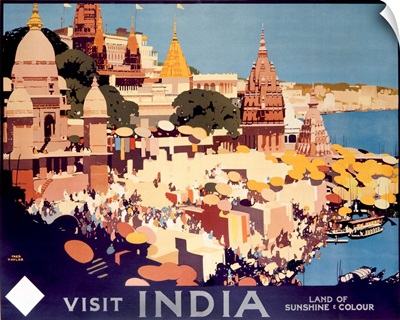 Visit India, Vintage Poster, by Fred Taylor