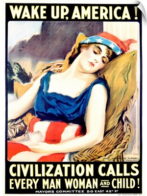 Wake Up, America, Vintage Poster, by James Montgomery Flagg