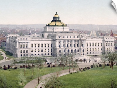 Washington West Facade Library of Congress District of Columbia Vintage Photograph