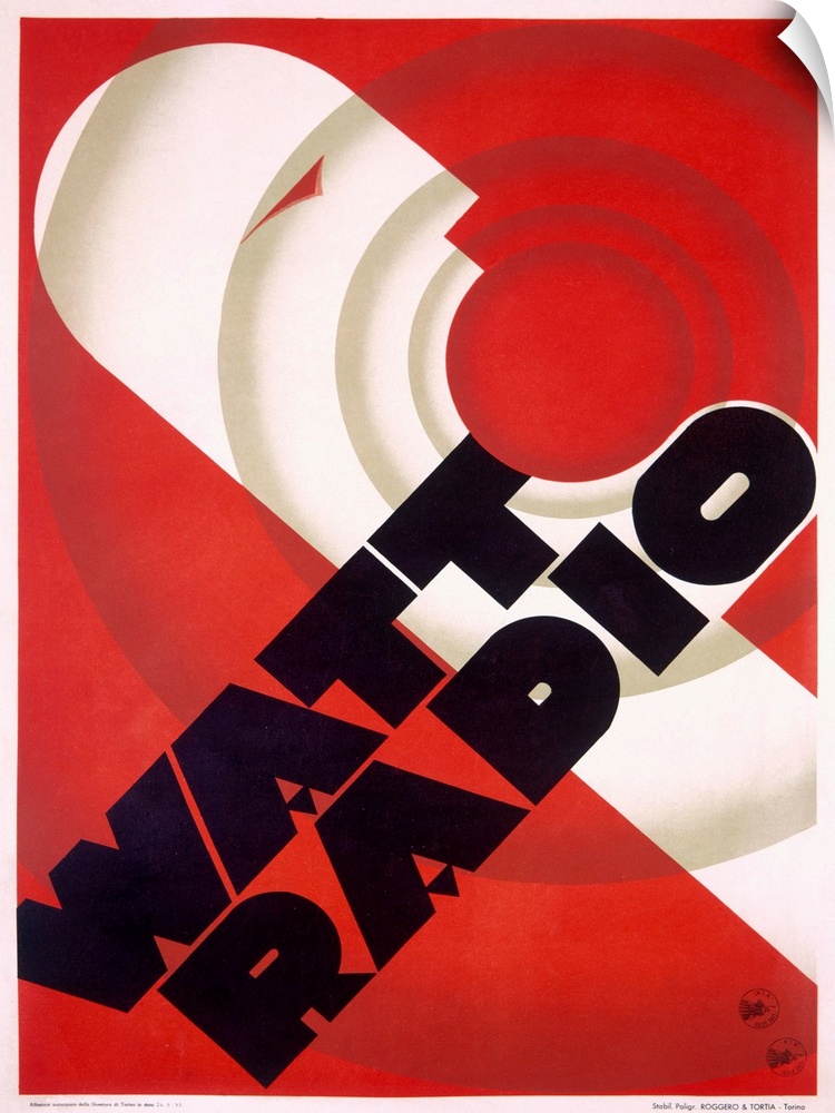 Classic three-color poster advertising the Watt Radio Station.