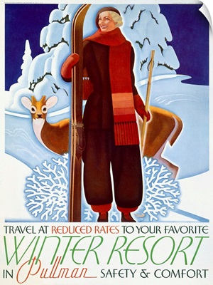 Winter Resort, Pullman , Vintage Poster