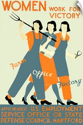 Women, Work for Victory, Vintage Poster