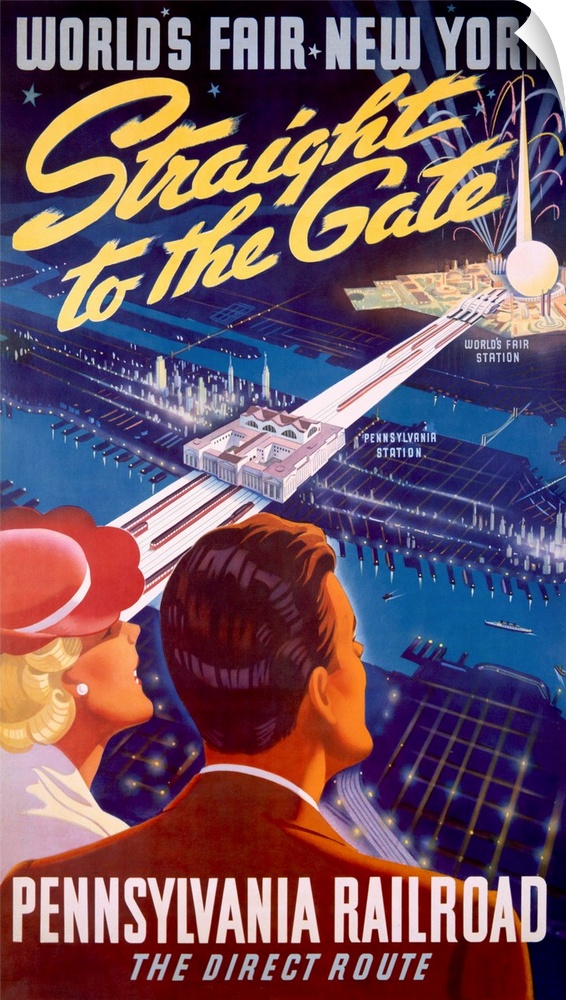 Worlds Fair, New York, Straight to the Gate, Vintage Poster