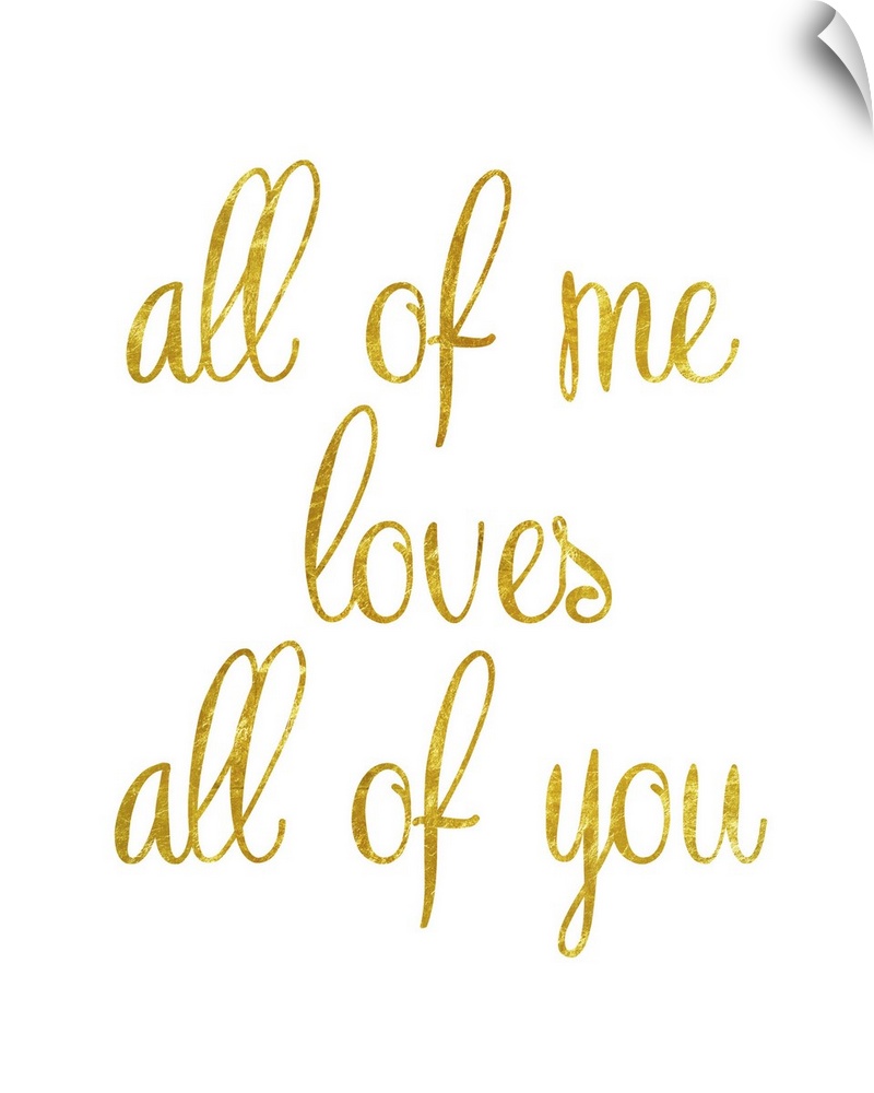 Typography artwork of gold lettering against a white background.