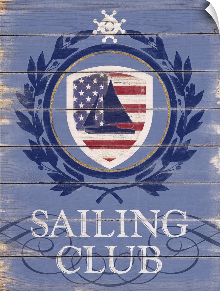 Contemporary nautical sport art with weathered look.
