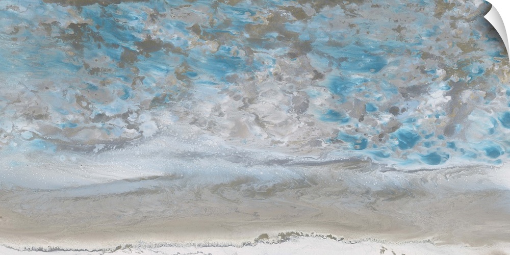 Contemporary abstract painting using blue and gray tones resembling agate.