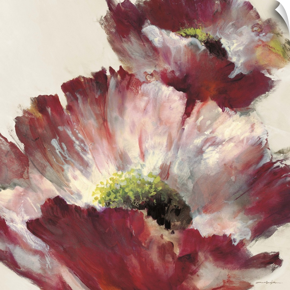 Contemporary painting of a red poppy flower.